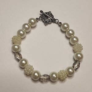 Faux Pearl and Crystal Beaded Bracelet Womens Jewelry